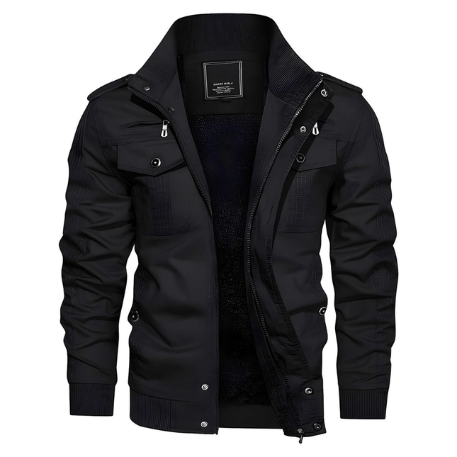 Campera Hombre Barth con material de poliéster impermeable, forro de polar térmico y cierre metálico, ideal para días fríos.