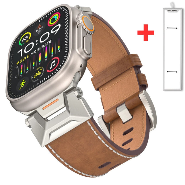 Correa de titanio para Apple Watch de cuero genuino
