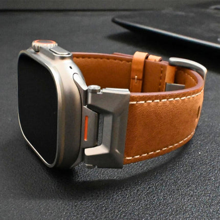 Correa de titanio para Apple Watch de cuero genuino