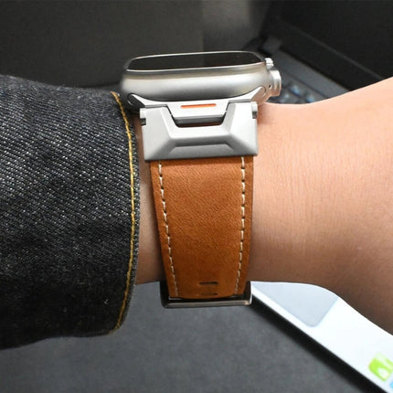 Correa de titanio para Apple Watch de cuero genuino