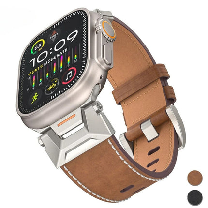 Correa de titanio para Apple Watch de cuero genuino