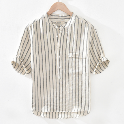 Camiseta henley de lino a rayas Mauré