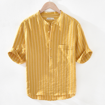 Camiseta henley de lino a rayas Mauré