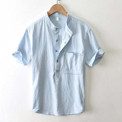 Camisa de lino con bolsillo Cortega