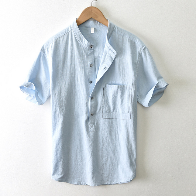 Camisa de lino con bolsillo Cortega