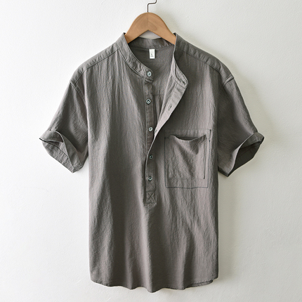 Camisa de lino con bolsillo Cortega