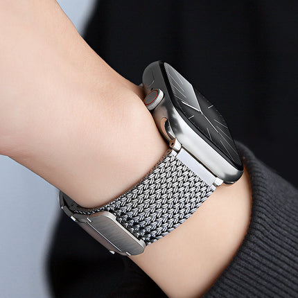 Correa de acero inoxidable trenzado de titanio para Apple Watch