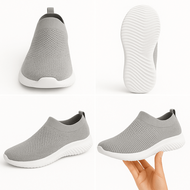 Zapatillas Jade para mujer en promoción, compre 1 llevate 2, con suela anatómica y plantilla ultra confort gel, en color gris.