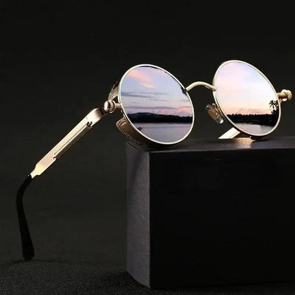 Anteojos de sol Eclipse edición limitada, dorados, lentes polarizados con protección UV400, diseño vintage elegante.