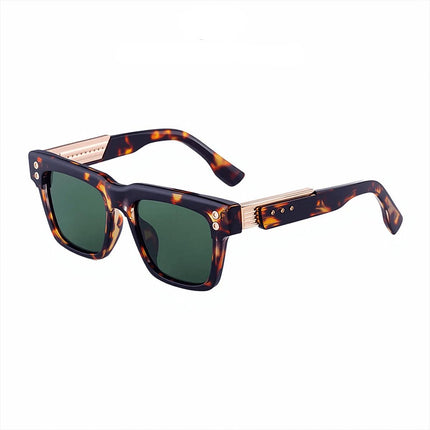 Anteojos de sol Firenze Square, marco cuadrado carey, lentes verdes, protección UV400, unisex, elegante y resistente.