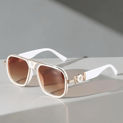 Anteojos Donatello Mori blancos con detalles dorados, lentes marrones, para adultos, estilo verano Riviera.