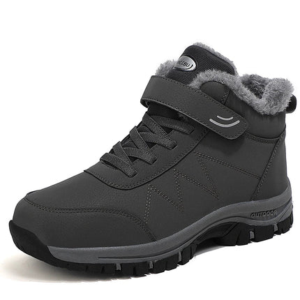 Botas de nieve impermeables grises para adultos con forro de felpa, suela antideslizante ideal para invierno.