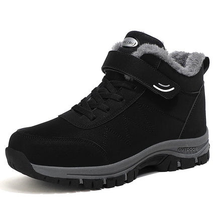 Botas de nieve negras impermeables, forro cálido, suela antideslizante, para adultos, ideales invierno, material sintético.