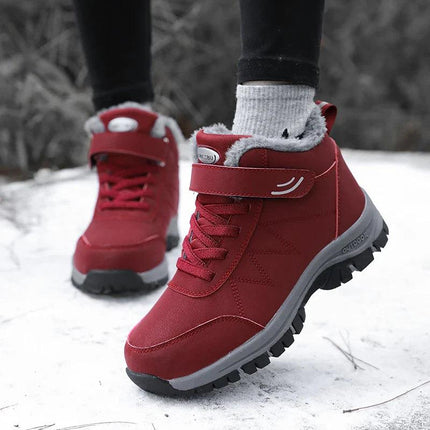 Botas de nieve impermeables de mujer, antideslizantes, color rojo, con forro cálido, ideales para invierno en Argentina.