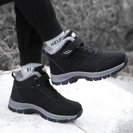 Botas de nieve negras antideslizantes de invierno para adultos, impermeables con forro cálido, ideales para clima frío.