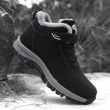 Botas negras de nieve para adultos, cálidas e impermeables, con suela antideslizante y forro de felpa, ideales para invierno.