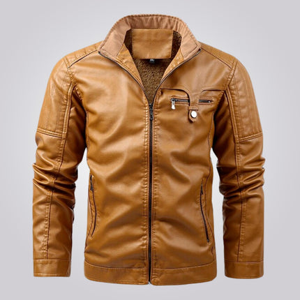 Campera hombre de cuero genuino color marrón, estilo moderno y cómodo, ideal para un look con actitud.