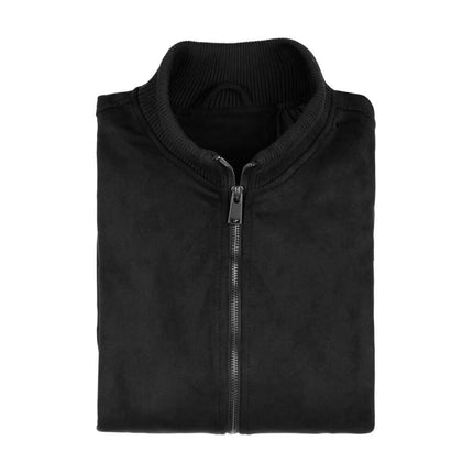 Campera cuello alto negra para hombres, material de algodón, estilo moderno, ideal para un look casual elegante.