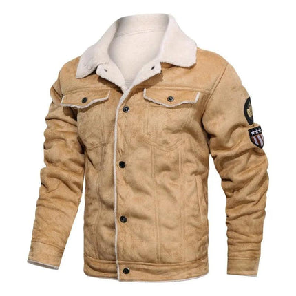 Campera de cuero vacuno para hombres, color marrón claro, diseño casual y moderno ideal para otoño e invierno en Argentina.