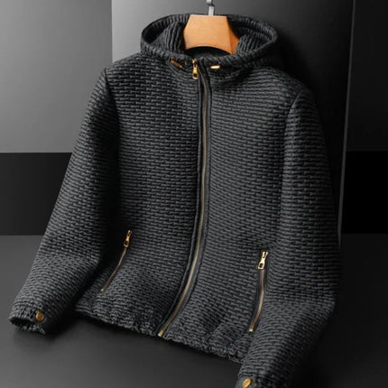 Campera acolchada negra para adultos, materiales de calidad, relleno de algodón y tejido liso de viscosa, cierre dorado.