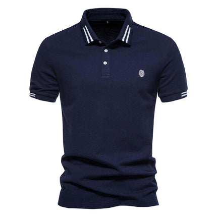 Chomba clásica 100% algodón azul marino para hombres, ideal para un look casual y elegante.