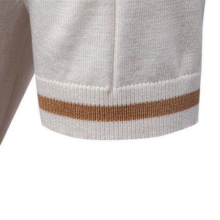 Detalle manga chomba Jacques Remy, canalé vertical, material algodón, color beige, detalles en contraste, para hombres.