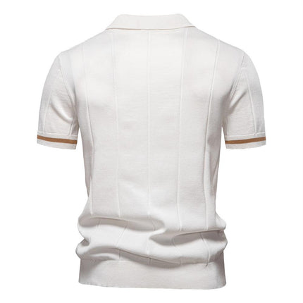 Chomba Jacques Remy blanca de algodón con detalles en contraste, masculina, estilo elegante y fresco para el verano.