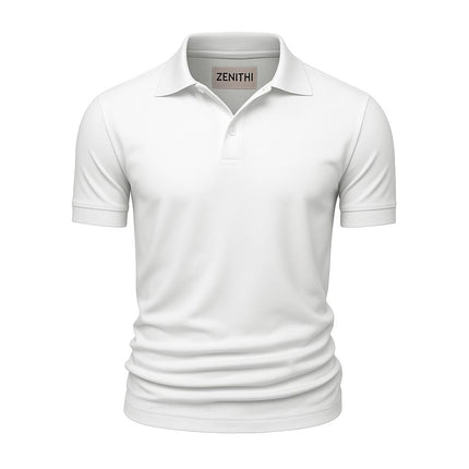 Chomba clásica de hombre en algodón Pima blanco, ideal para un look formal y elegante.