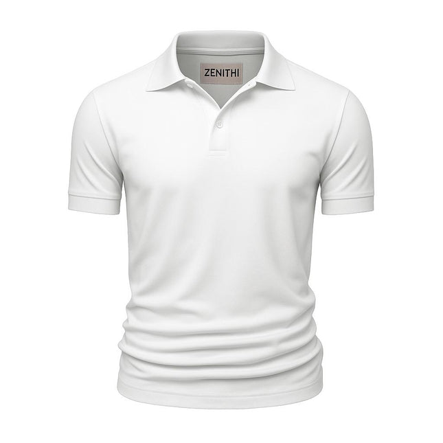 Chomba clásica de hombre en algodón Pima blanco, ideal para un look formal y elegante.