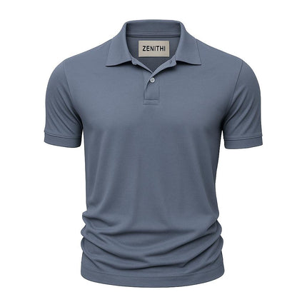 Chomba clásica de algodón pima en color azul, para hombres, estilo Perú. Ideal para un look casual elegante.