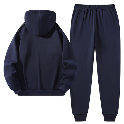 Conjunto Paris para hombre, buzo con capucha y jogger, tela gruesa, color azul marino, ideal días fríos, estilo y confort.