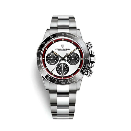 Reloj Pagani Legacy de acero inoxidable, esfera blanca y negra, diseño robusto, edición limitada para hombres, serie numerada.