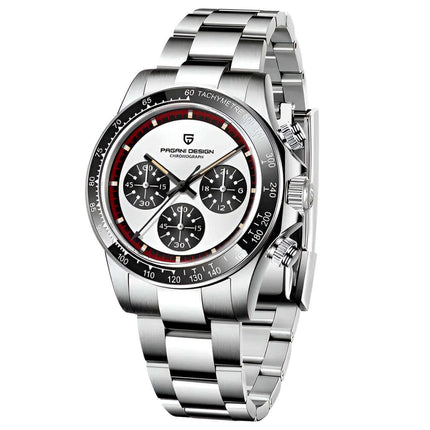 Reloj Pagani Legacy de acero inoxidable, cronógrafo plateado y negro, para hombres, serie limitada.