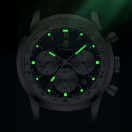 Reloj Poedagar 911, diseño suizo, acabado cuero negro, para el hombre elegante y moderno, tendencia y precisión.