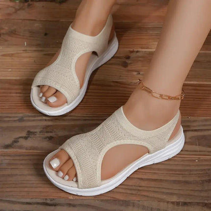 Sandalia Pez Light para mujer, color beige, material tejido, ideal para el verano, estilo moderno y cómodo.