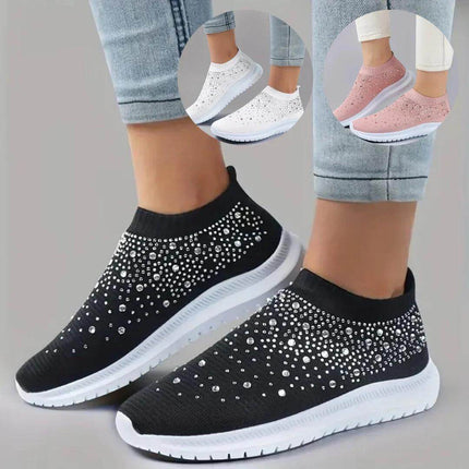 Zapatillas confort glitter mujer negras, blancas y rosas con diseño ergonómico y suela antideslizante.