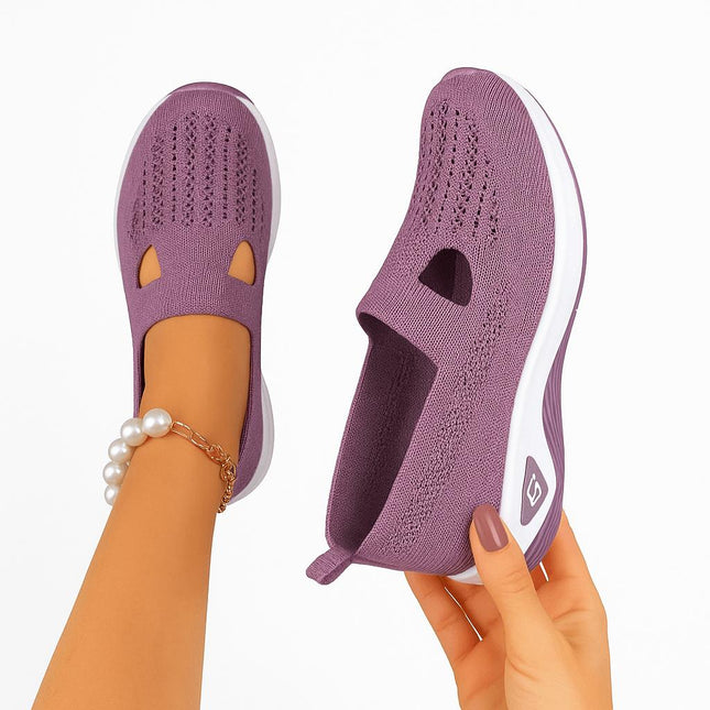 Zapatillas Merceditas Mujer Comfort Plus violeta, suela anatómica y plantilla gel, diseño ergonómico para mayor confort.
