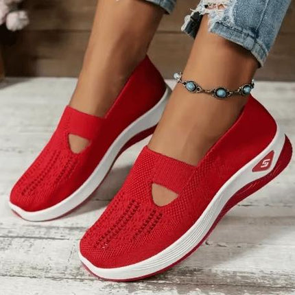 Zapatillas Merceditas rojas, diseño ergonómico, suela anatómica, para mujer, moda casual, confort superior.