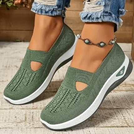 Zapatillas Merceditas Mujer Comfort Plus verdes, suela anatómica, diseño ergonómico, para uso diario confortable.