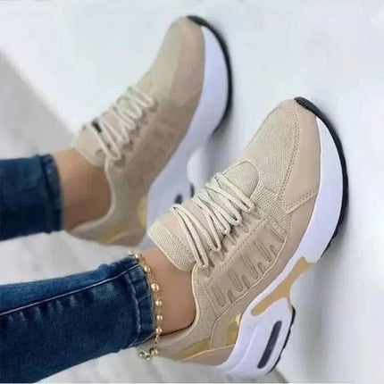 Zapatillas beige para mujer Zenithi Flow, diseño liviano y respirable, ideales para estilo urbano y confort diario.