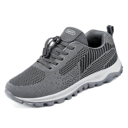Zapatillas grises para caminar, antideslizantes, diseño cómodo, para mujer, material flexible y suela suave, ideal para adultos mayores.