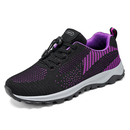 Zapatillas antideslizantes negras y violetas para mujer, diseño cómodo, cuerpo elástico, ideal para caminatas