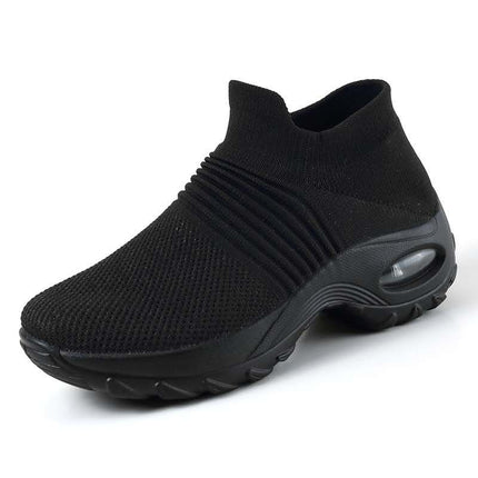 Zapatillas deportivas negras transpirables con amortiguación para hombres, livianas y cómodas, ideales para caminar.