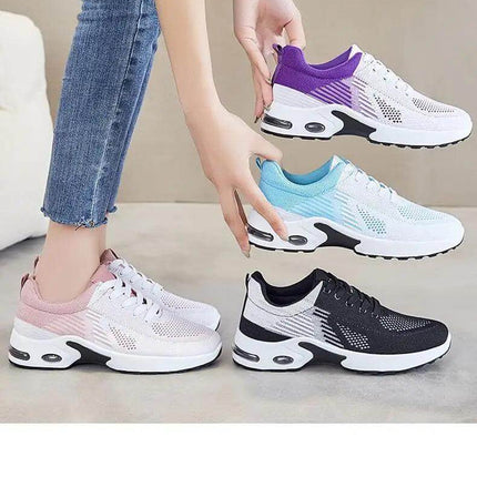 Zapatillas transpirables de verano para correr en colores blanco, negro, rosa, azul y púrpura para mujeres.