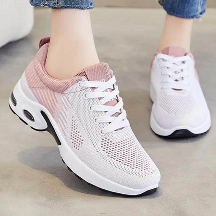 Zapatillas de correr transpirables blancas y rosas para mujer, suela anti-impacto, diseño ergonómico, verano.