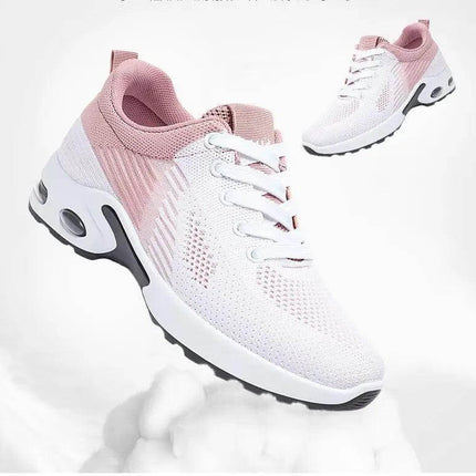 Zapatillas de verano para correr, transpirables, color blanco y rosa, diseño ergonómico para mujeres, suela anti-impacto.