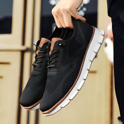 Zapato casual europeo negro para hombres, confeccionado en algodón premium y cuero, diseño cómodo y elegante.