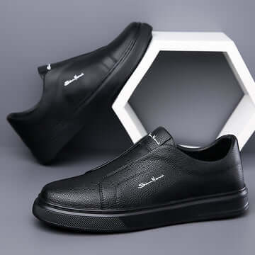Zapato clásico moderno en cuero genuino negro para hombre, elegante y cómodo, ideal para el uso diario.