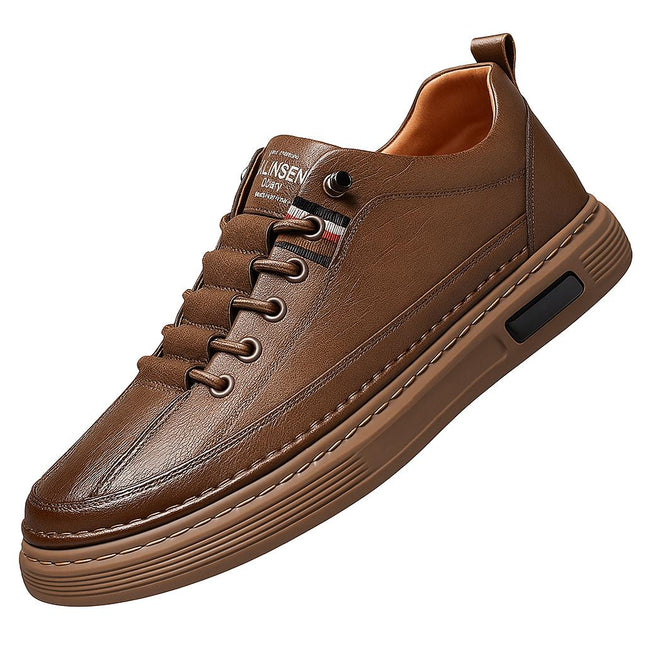 Zapato de cuero auténtico marrón para hombres, diseño moderno y cómodo, ideal para moda urbana.