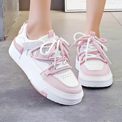Zapatillas deportivas mujer color rosa y blanco, diseño ergonómico y suela antiimpacto, ideal para confort diario.